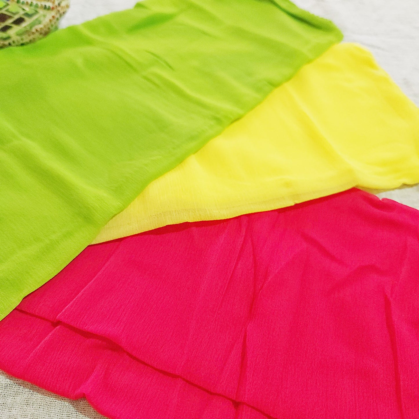 chiffon-duppatta-set-lime-green-light-yellow-and-magenta