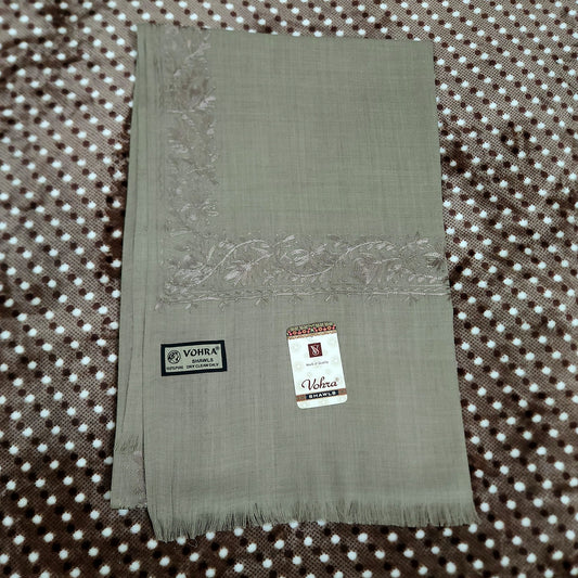 PURE WOOL PLAIN BROWN WITH THREAD WORK ON BORDER
