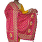 PUNJABI CULTURE PINK COLOR PHULKARI DUPATTA BORDER POM POM