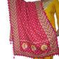 PUNJABI CULTURE PINK COLOR PHULKARI DUPATTA BORDER POM POM