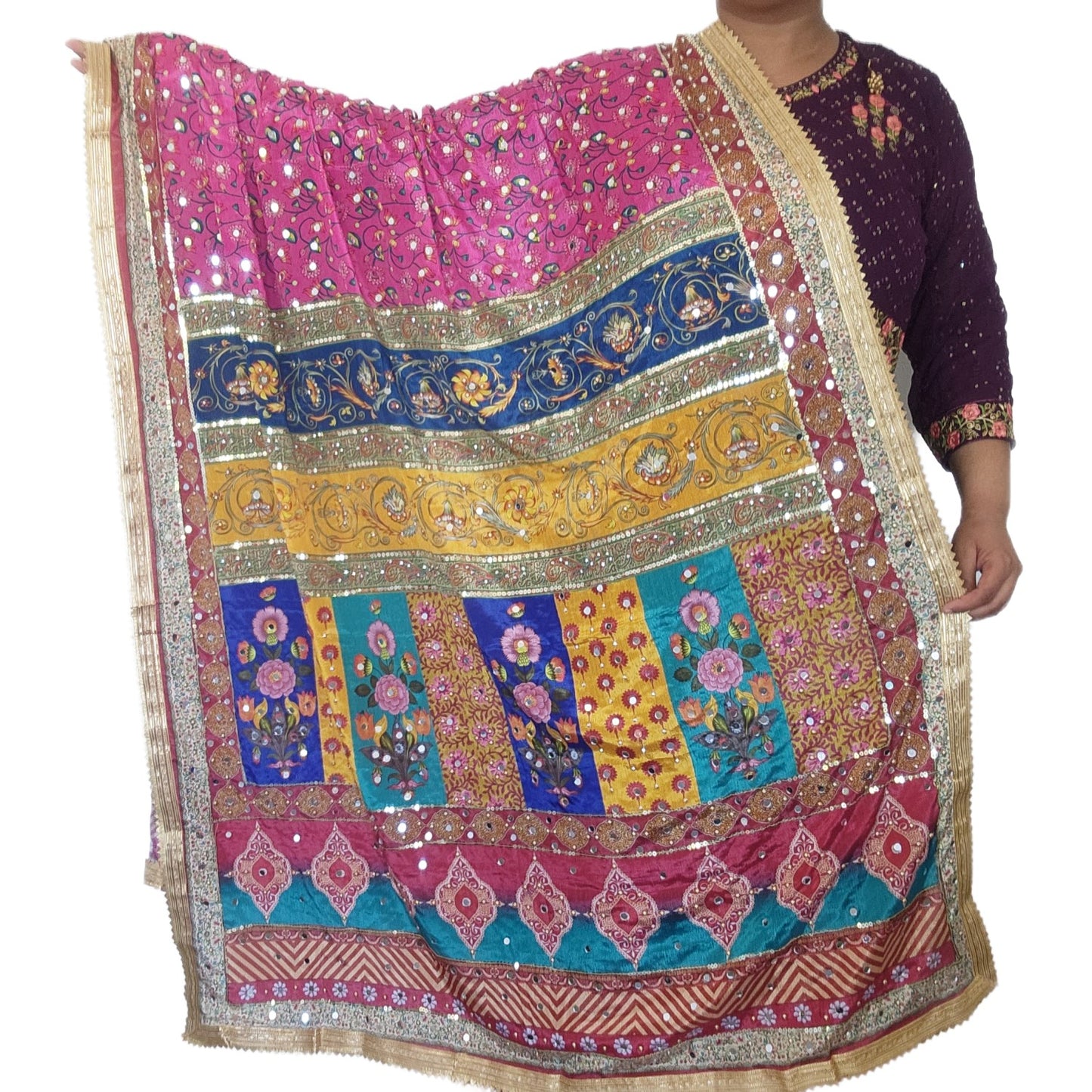 pakistani-heavy-duppatta-pink-multicolor