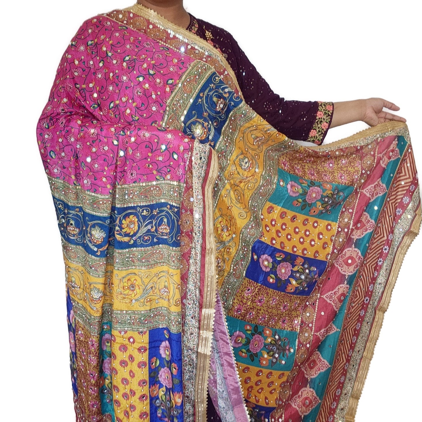 pakistani-silk-heavy-duppatta-pink-multicolor