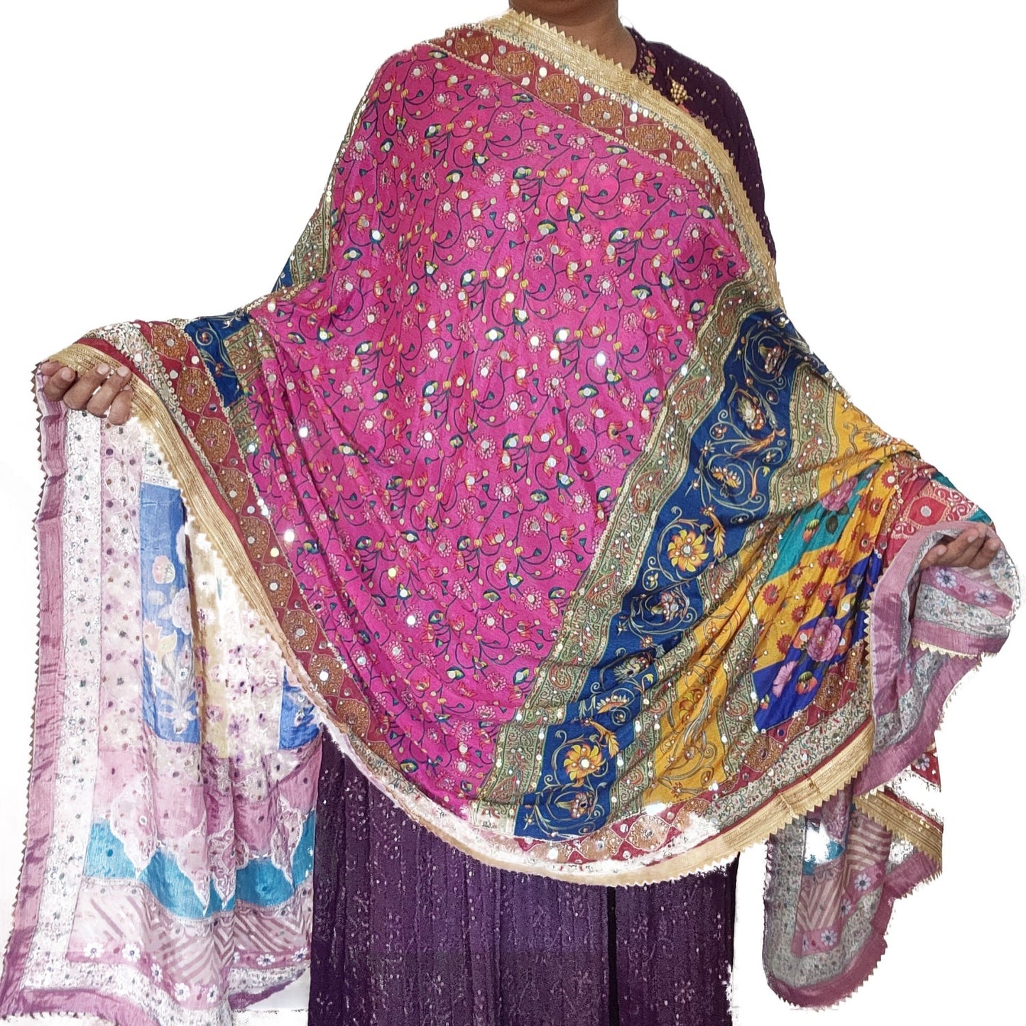 pakistani-silk-heavy-duppatta-pink-multicolor
