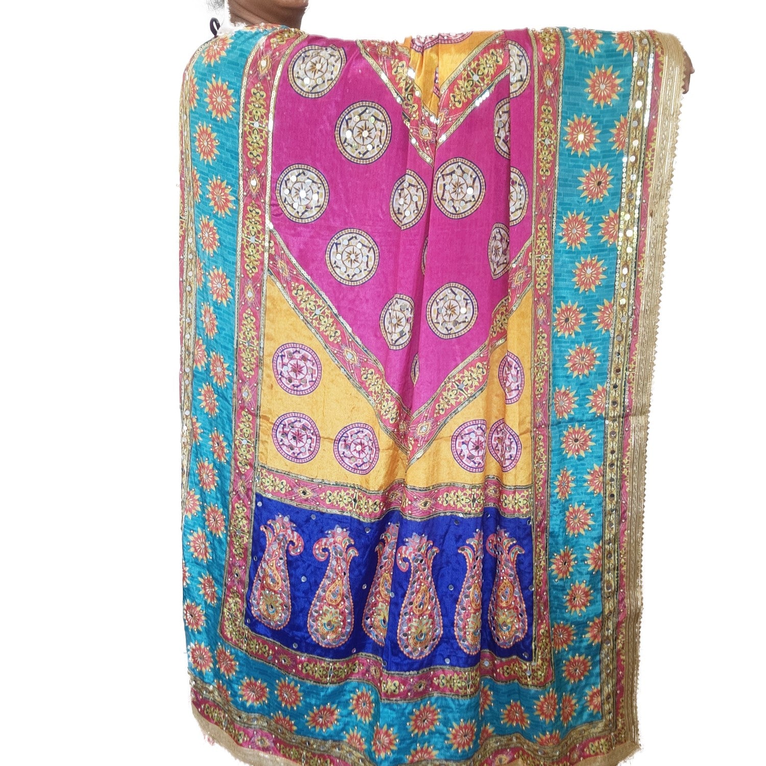 pakistani-silk-duppatta-heavy-blue-pink-multicolor