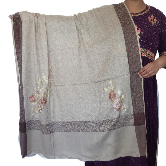 pure-wool-pashmina-shawl-light-brown-with-floral-design-thread-work-with-brown-border